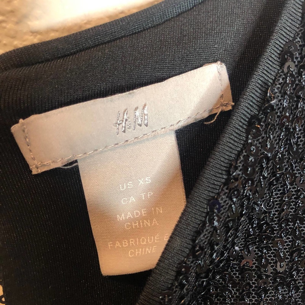 h&m sequin black 3/4 sleeves dress XS - Picture 2 of 3